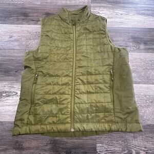 OTB Green Mens L Full Zip Puffer Lightweight Packable Grid Quilted Vest Gorpcore